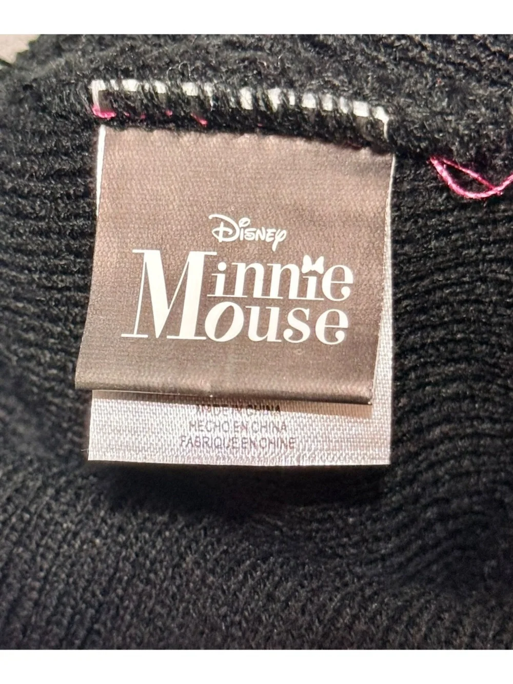 Disney BoxLunch Exclusive Minnie Mouse Beanie Hat Pom Ears Bow Girls Pink Black